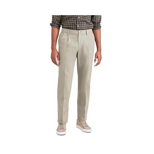 Dockers Mens Signature Classic Fit Pleated Iron Free Pants with Stain Defender