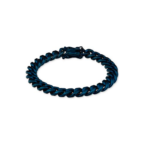 Blackjack Mens Miami Cuban Link Chain Bracelet in Blue Ion-Plated Stainless Steel