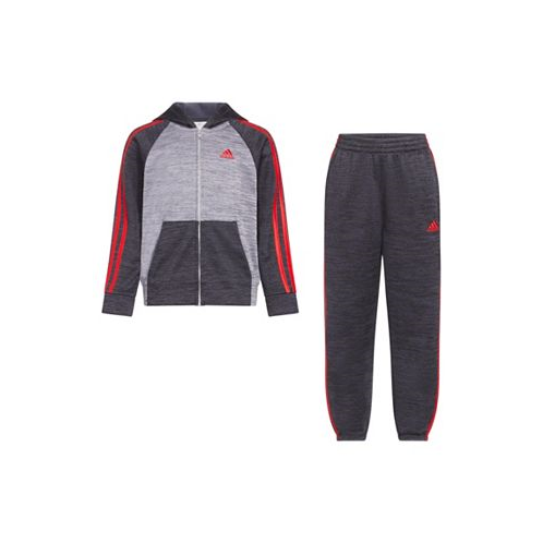 Adidas Little Boys Zip Front Melange Fleece Jacket and Jogger Pants 2-Piece Set