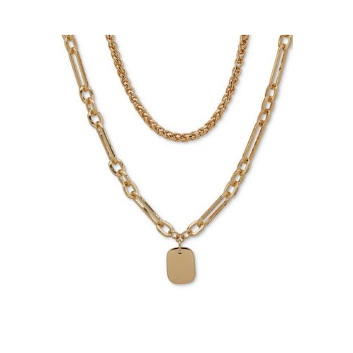 Anne Klein Gold-Tone Dog Tag Layered Pendant Necklace 16 + 3 extender