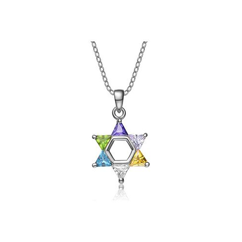 Genevive Sterling Silver Cubic Zirconia Small Star of David Necklace
