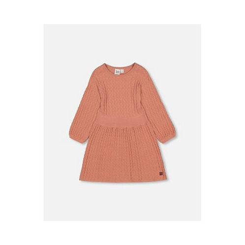 Deux par Deux Girl 3/4 Sleeve Knitted Dress Cinnamon Pink - Toddler|Child