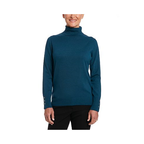Joseph A Solid Turtleneck with Button Cuff