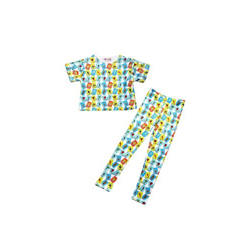 Mixed Up Clothing Toddler Girls All Over Printed Crop Top and Leggings Pants Set