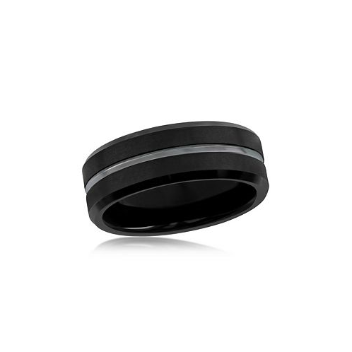 Metallo Matte & Polished Black Tungsten Ring