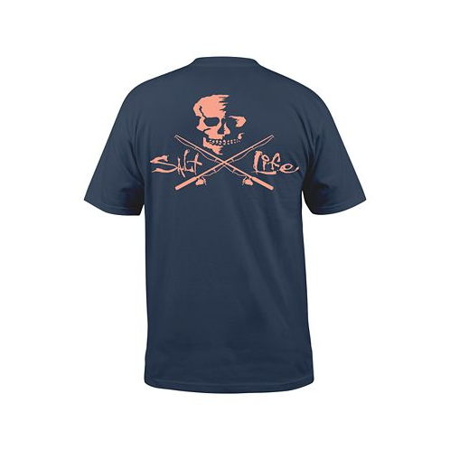 Mens Salt Life Skull And Poles Graphic Short-Sleeve T-Shirt