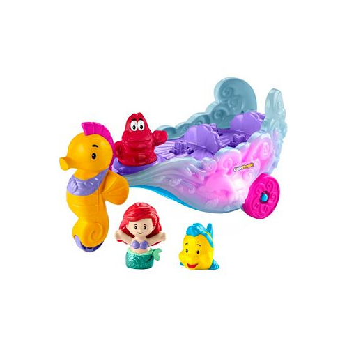 Fisher Price Little People Disney Princess Ariel and Flounder Toddler Toys Carriage with Music and Lights