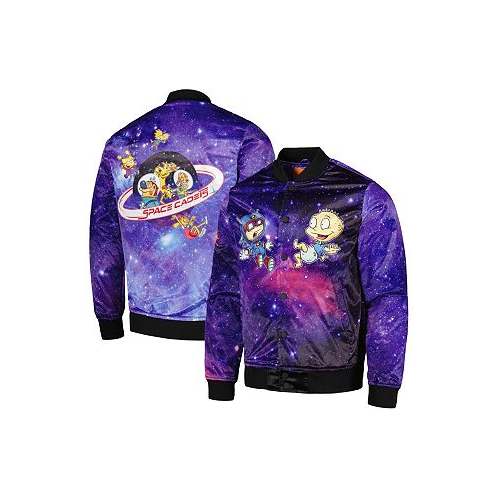 Freeze Max Mens Purple Rugrats Nickelodeon Graphic Satin Full-Snap Jacket