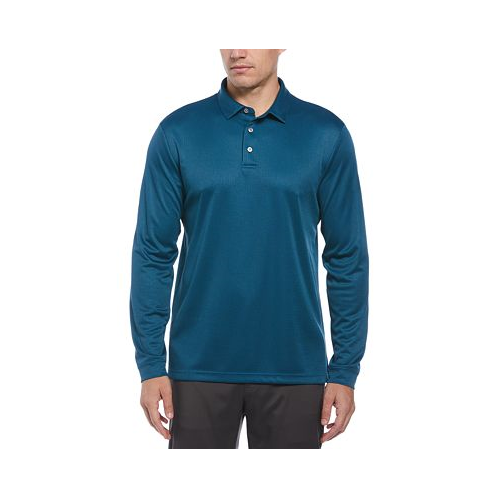 PGA TOUR Mens Mini Jacquard Long Sleeve Golf Polo Shirt