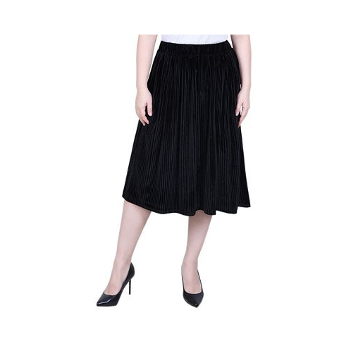 NY Collection Petite Pleated Velvet Skirt