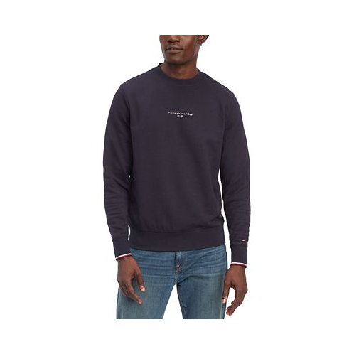 Tommy Hilfiger Mens Logo-Tipped Crewneck Sweatshirt