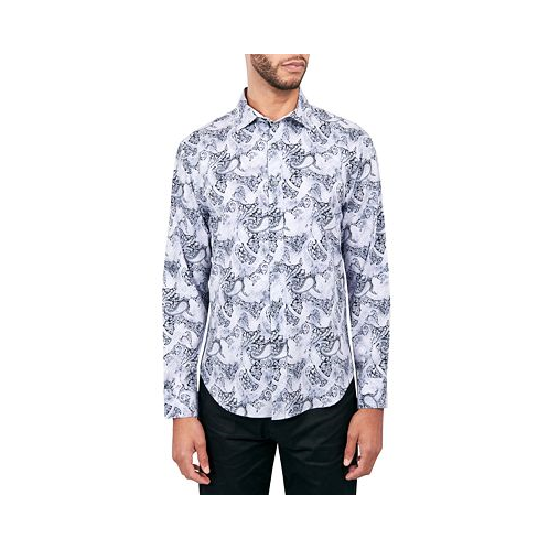 Society of Threads Mens Regular-Fit Non-Iron Performance Stretch Paisley Button-Down Shirt