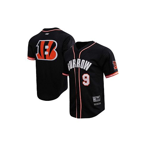 Pro Standard Mens Joe Burrow Black Cincinnati Bengals Mesh Baseball Button-Up T-shirt
