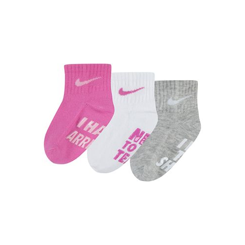 Nike Baby Boys or Girls Verbiage Gripper Cotton Socks Pack of 3