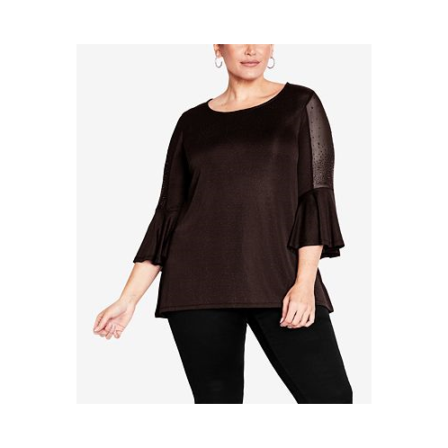 AVENUE Plus Size Take Me Out Flare Sleeve Top