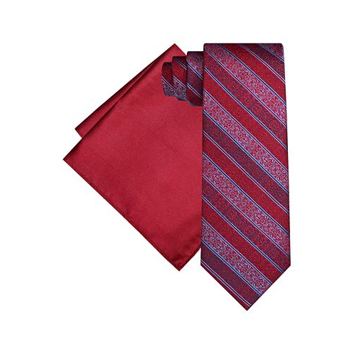 Steve Harvey Mens Textured Stripe Tie & Pocket Square Set