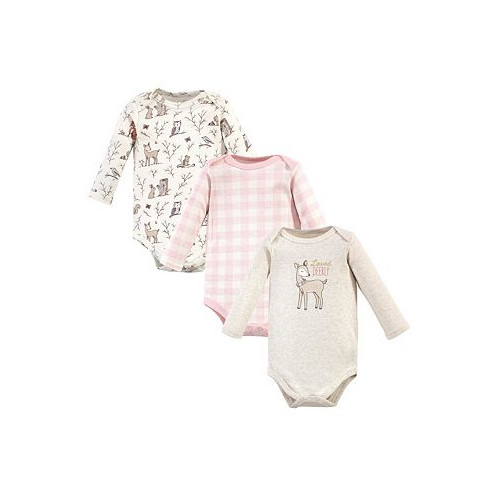Hudson Baby Infant Girl Cotton Long-Sleeve Bodysuits Enchanted Forest 3-Pack