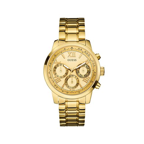 GUESS Womens Multi-Function Gold-Tone Stainless Steel Watch 42mm