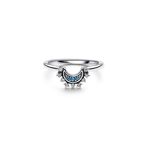Pandora Cubic Zirconia Moments Celestial Blue Sparkling Moon Ring