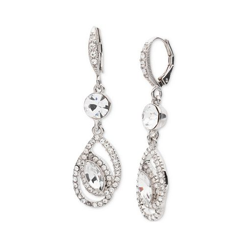 Givenchy Silver-Tone Crystal Pave Pear Drop Earrings