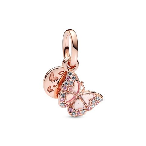 Pandora Cubic Zirconia Pink Butterfly Quote Double Dangle Charm