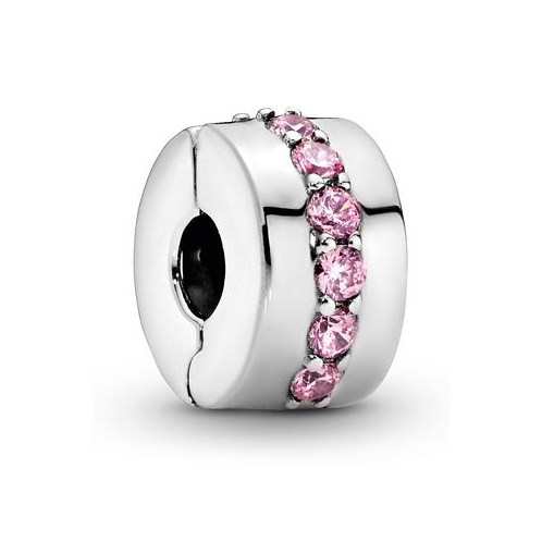 Pandora Cubic Zirconia Pink Sparkling Row Clip Charm