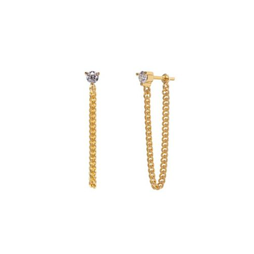 Little Sky Stone Womens 14K Gold Plated Chained Moissanite Earrings