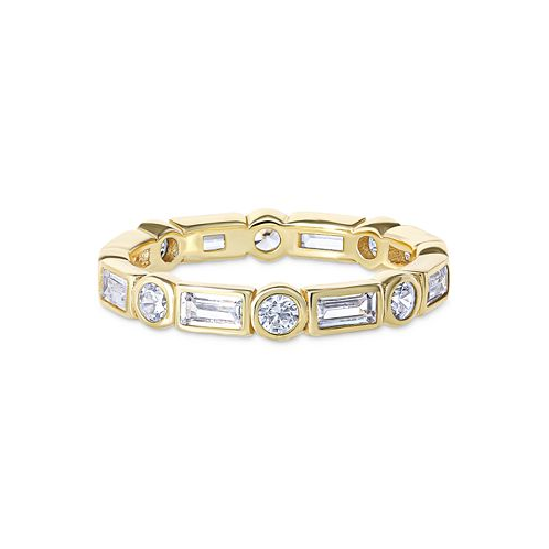 Giani Bernini Cubic Zirconia Round & Baguette Bezel Eternity Band in 18k Gold-Plated Sterling Silver