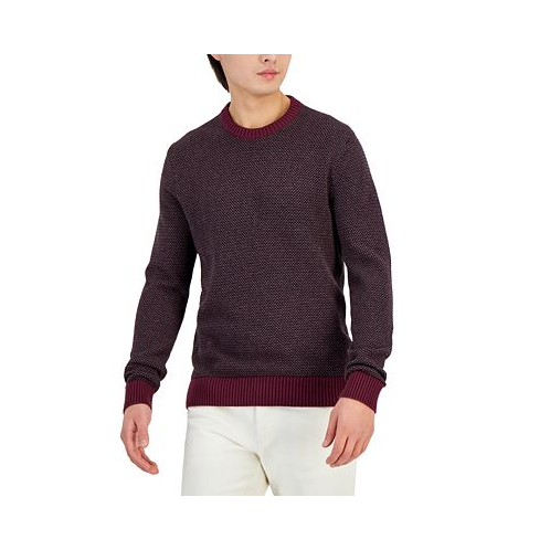 Michael Kors Mens Slim Fit Long-Sleeve Novelty Stitch Crewneck Sweater