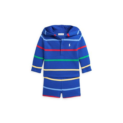 Polo Ralph Lauren Baby Boys Striped Fleece Henley Shirt and Shorts Set