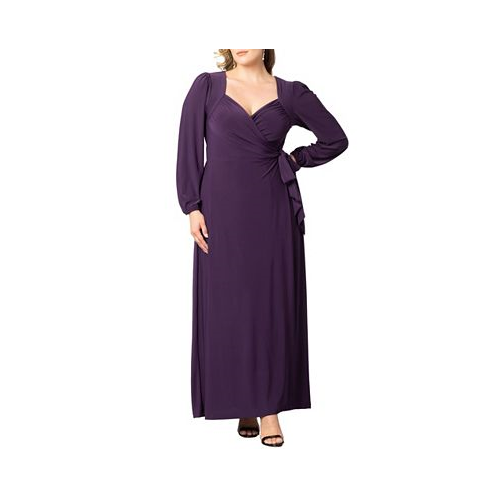 Kiyonna Womens Plus Size Modern Muse Long Sleeve Wrap Gown