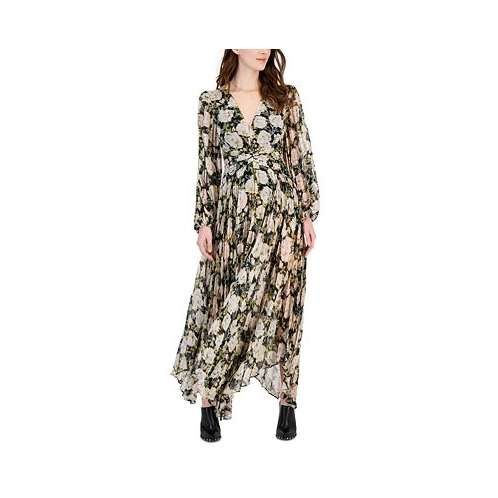 ASTR the Label Womens Ayana Floral Print Pleated Maxi Dress