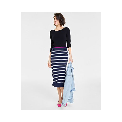 On 34th Womens Striped Sweater-Knit Pencil Skirt