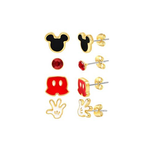 Disney Mickey Mouse Fashion Stud Earring - Classic Mickey Black/Red/Gold - 4 pairs