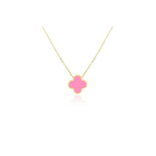 The Lovery Extra Large Bubblegum Pink Single Clover Necklace
