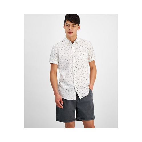 Sun + Stone Mens Carlos Bandana Toss Print Short-Sleeve Button-Up Shirt