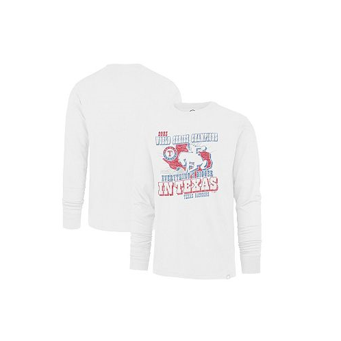 47 Brand Mens White Texas Rangers 2023 World Series Champions Local Playoff Franklin Long Sleeve T-shirt