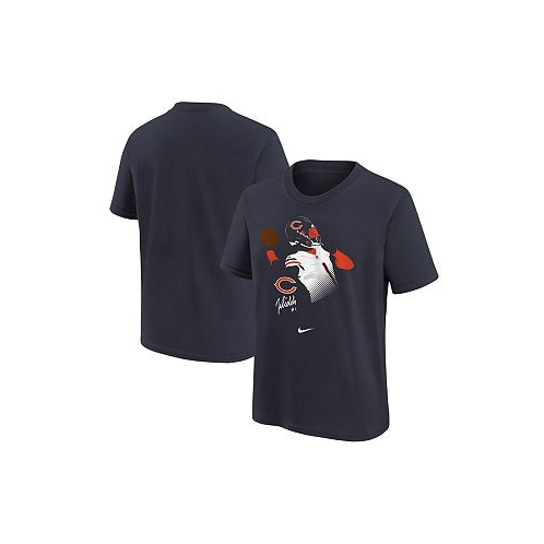 Nike Big Boys Justin Fields Navy Chicago Bears Local Player Name and Number T-shirt