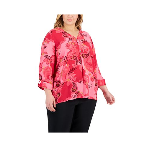 JM Collection Plus Size Glamorous Garden Utility Top