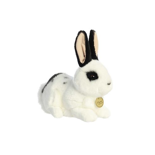 Aurora Medium Rex Rabbit Miyoni Realistic Plush Toy Black And White 11