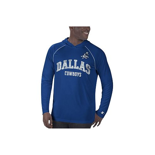 G-III Extreme Mens Royal Distressed Dallas Cowboys Throwback Long Sleeve Hoodie T-shirt
