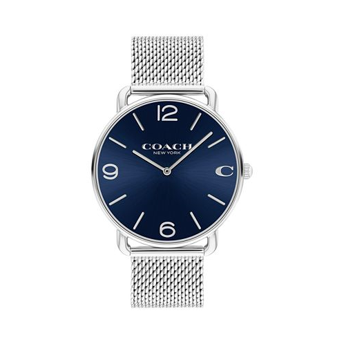 COACH Unisex Elliot Silver-Tone Stainless Steel Mesh Bracelet Watch 41mm