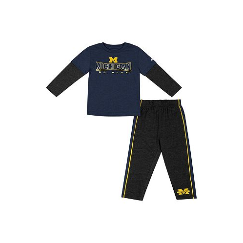 Colosseum Toddler Boys Navy Black Michigan Wolverines Long Sleeve T-shirt and Pants Set