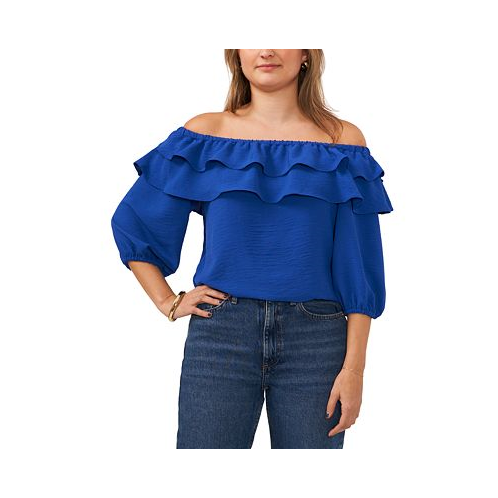 Sam & Jess Womens Double-Ruffle Off-The-Shoulder Blouse