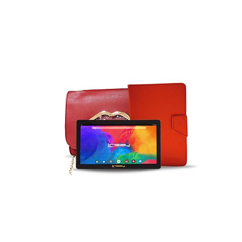 LINSAY New 7 Wi-Fi Tablet Quad Core 64GB Android 13 Fashion Kiss Bundle with Red protective Case pen stylus and Red Handbag to Carry out