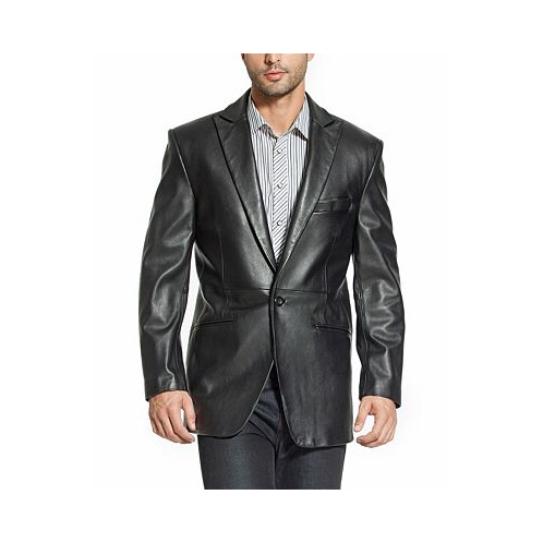 BGSD Men One-Button Tuxedo Leather Blazer - Short