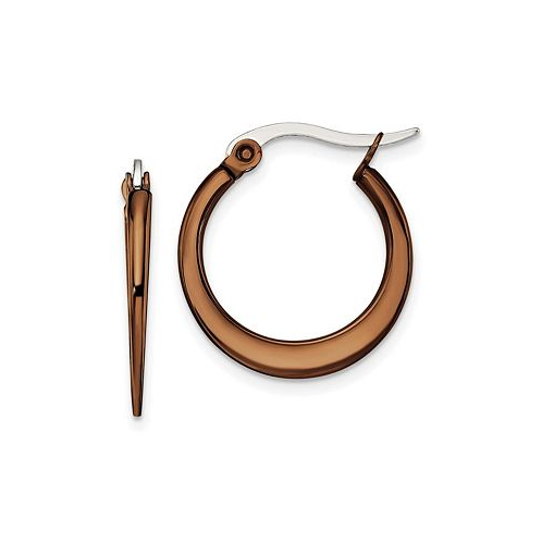 Chisel Stainless Steel Polished Brown plated Tapered Hoop Earrings