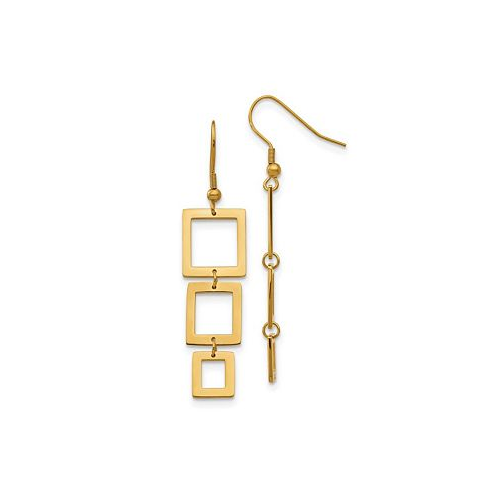 Chisel Stainless Steel Polished Yellow plated Squares Dangle Earrings