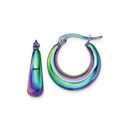 Chisel Stainless Steel Polished Rainbow IP-plated Hoop Earrings