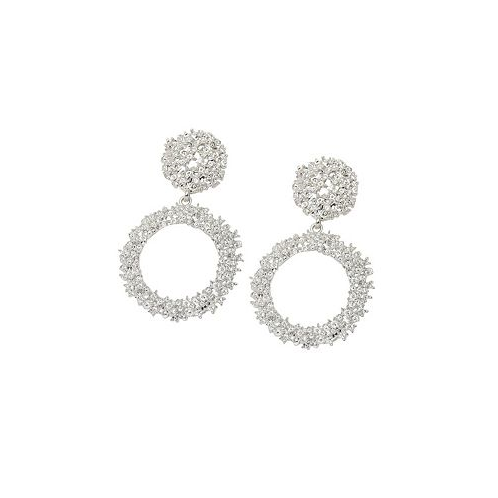 SOHI Womens Silver Textured Metallic Drop Earrings